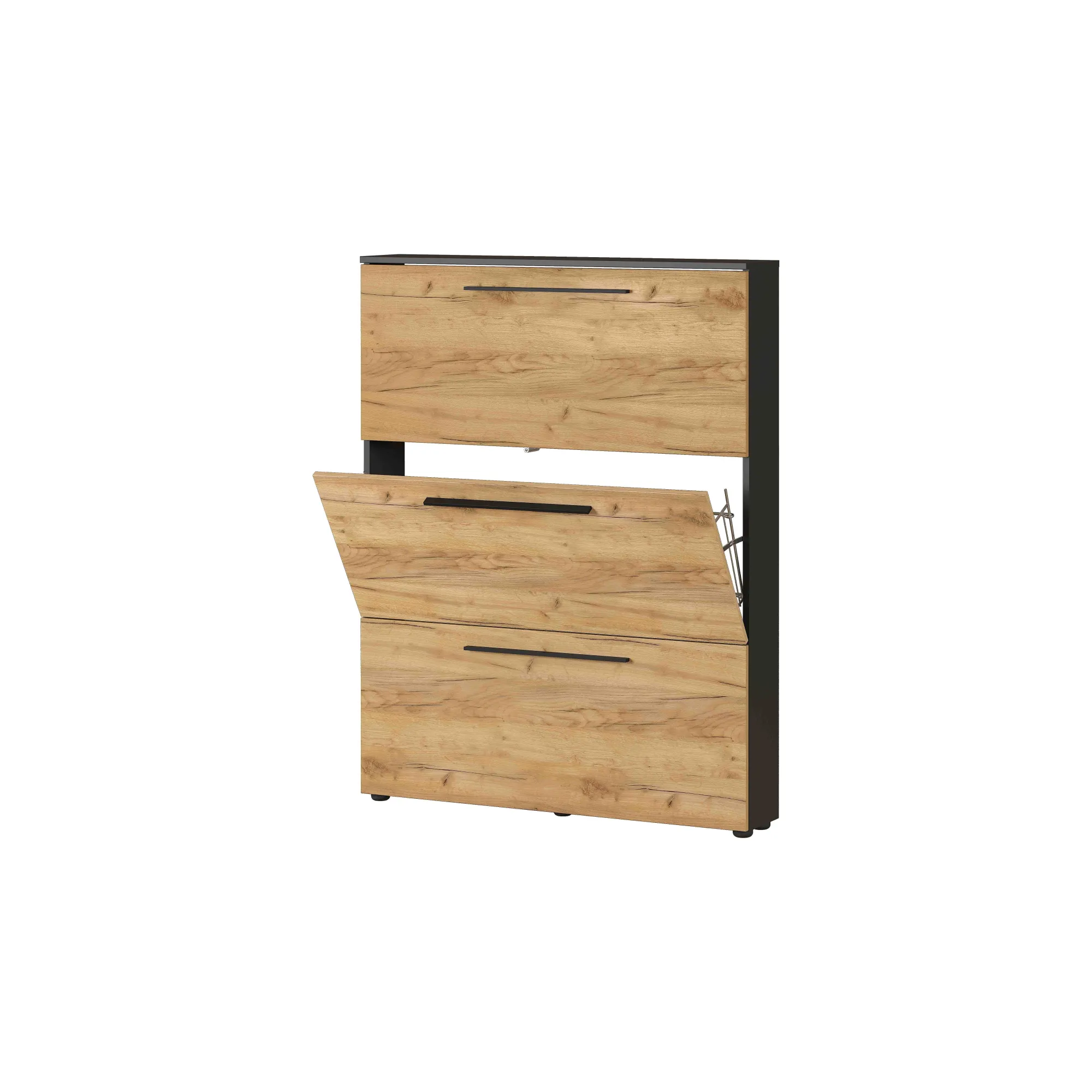 Schoenenkasten^Huisenthuis Schoenenkast Santana Grafiet Eiken 129 cm