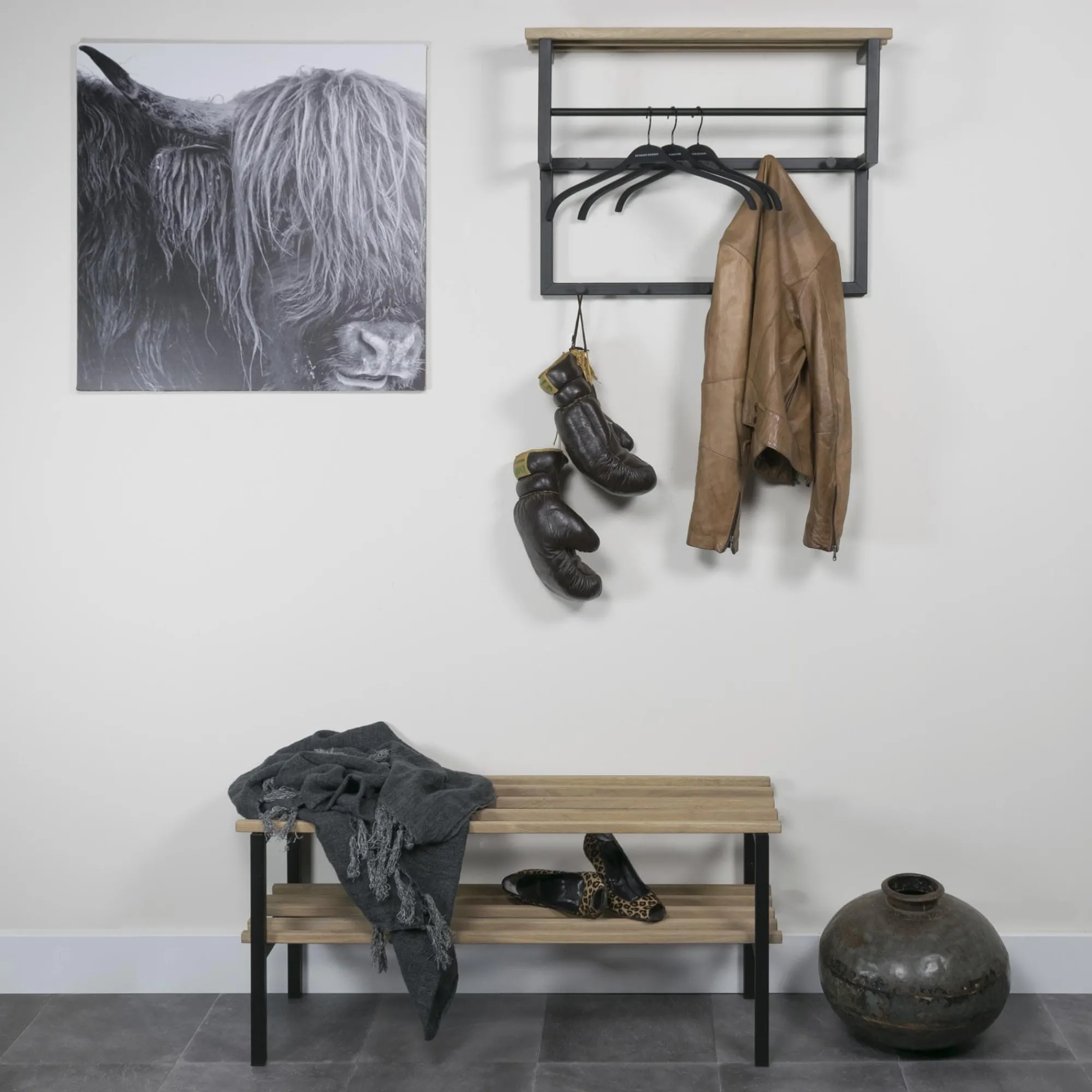 Schoenenkasten^Huisenthuis Schoenenrek Erwin Zwart 100 cm