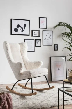 Schommelstoelen|Fauteuils^Huisenthuis Schommelstoel Amber Teddy Wit