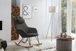 Schommelstoelen|Fauteuils^Huisenthuis Schommelstoel Dani Teddy Grijs