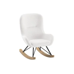Schommelstoelen|Fauteuils^Huisenthuis Schommelstoel Jula Mini Bouclé Wit