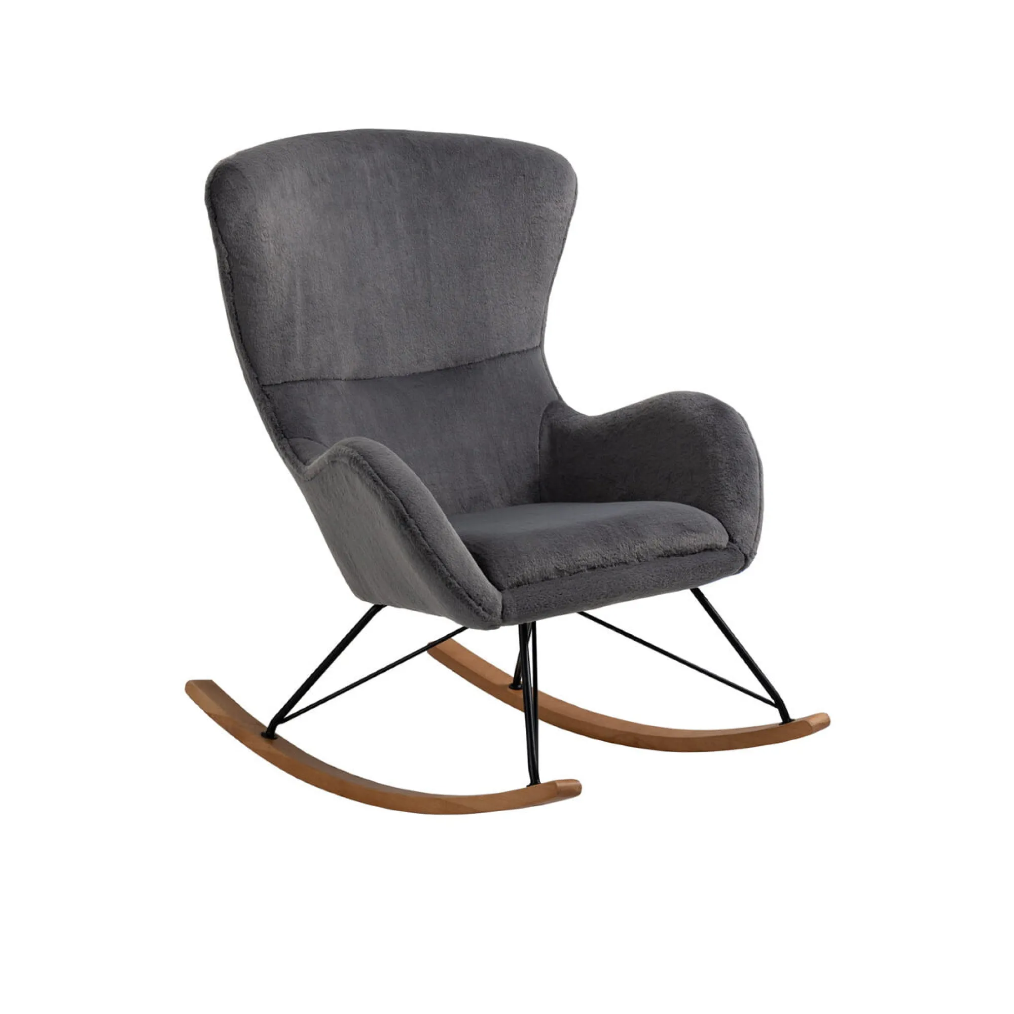 Schommelstoelen|Fauteuils^Huisenthuis Schommelstoel Maartje Donker Teddy Grijs