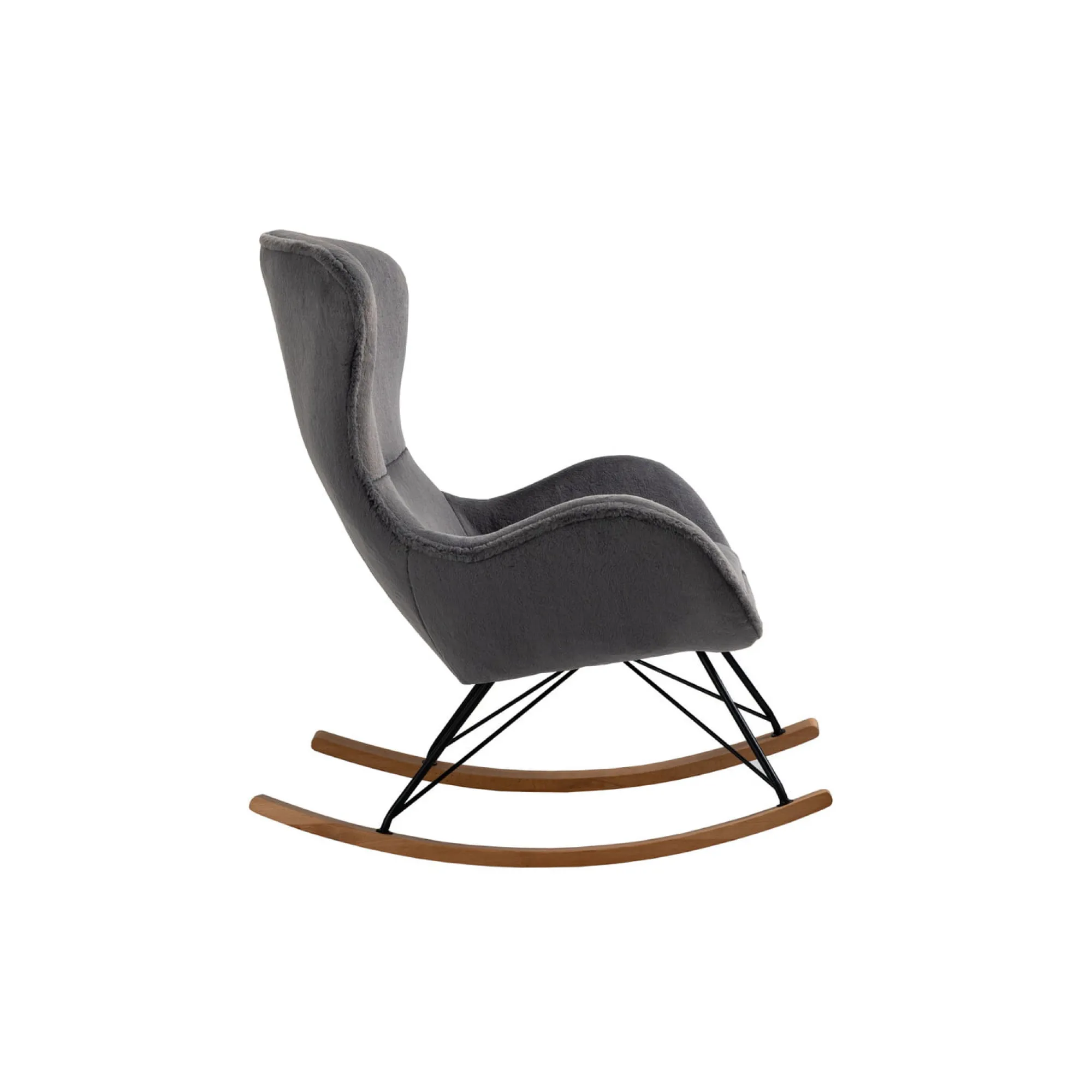 Schommelstoelen|Fauteuils^Huisenthuis Schommelstoel Maartje Donker Teddy Grijs