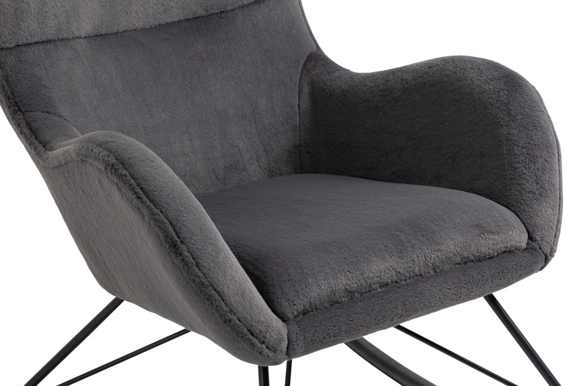 Schommelstoelen|Fauteuils^Huisenthuis Schommelstoel Maartje Donker Teddy Grijs