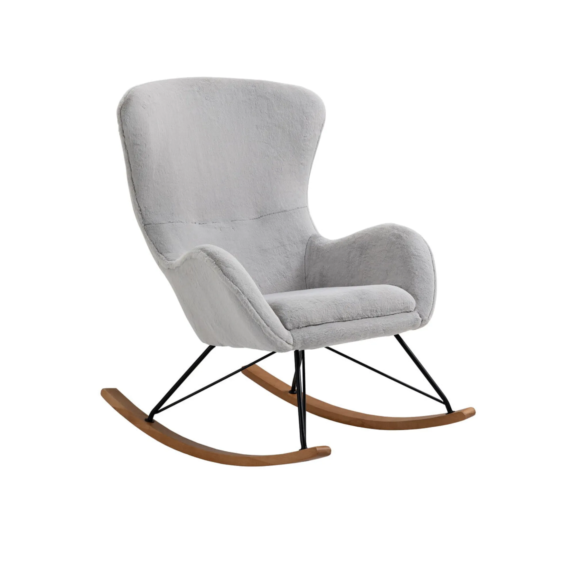 Schommelstoelen|Fauteuils^Huisenthuis Schommelstoel Maartje Licht Teddy Grijs