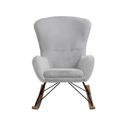 Schommelstoelen|Fauteuils^Huisenthuis Schommelstoel Maartje Licht Teddy Grijs
