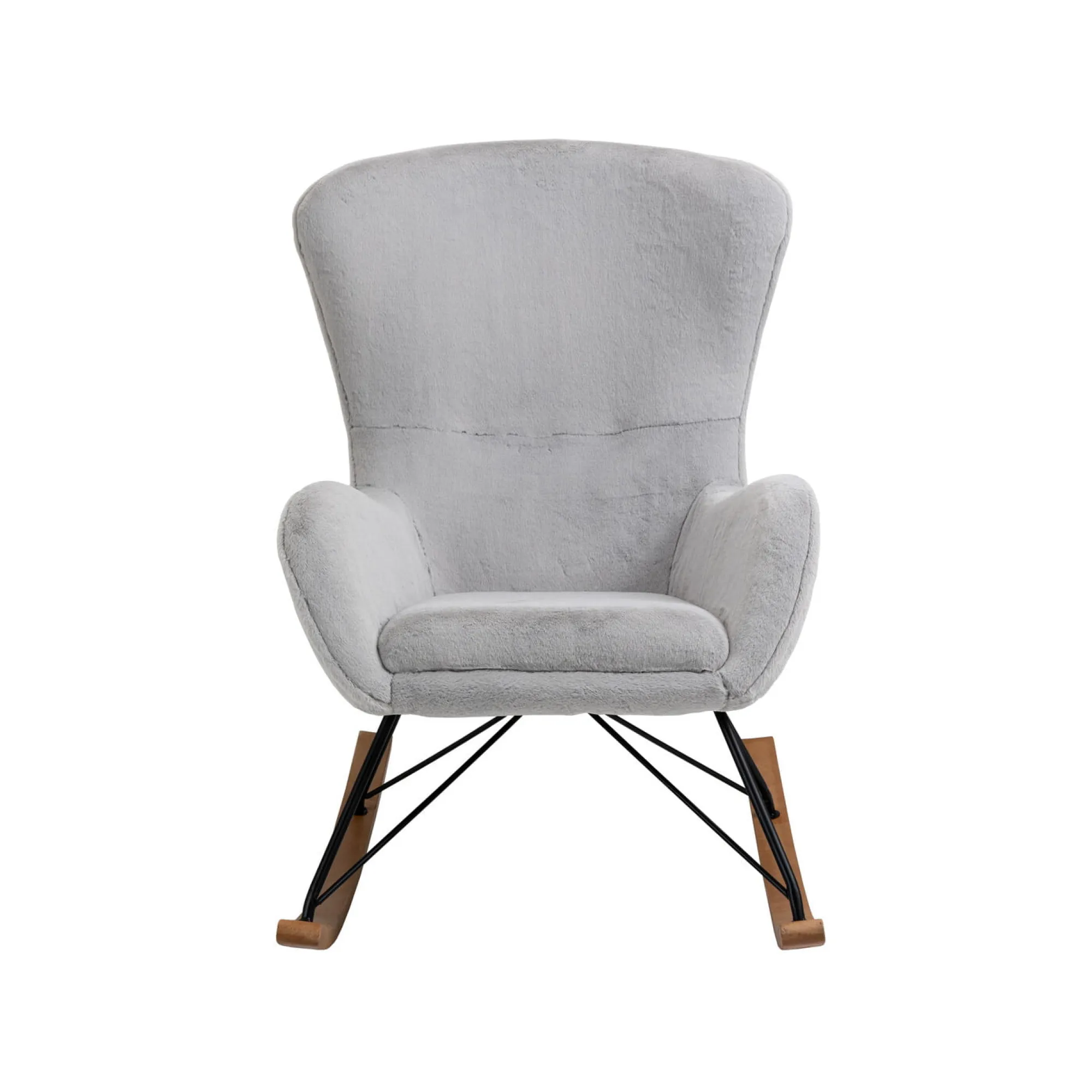 Schommelstoelen|Fauteuils^Huisenthuis Schommelstoel Maartje Licht Teddy Grijs