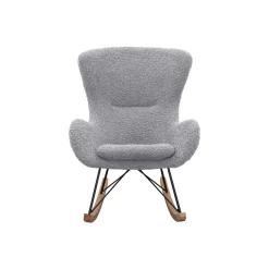 Schommelstoelen|Fauteuils^Huisenthuis Schommelstoel Merel Lichtgrijs Teddy