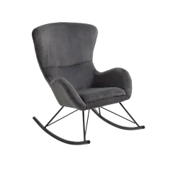Schommelstoelen|Fauteuils^Huisenthuis Schommelstoel Pippa Donker Teddy Grijs