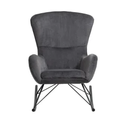 Schommelstoelen|Fauteuils^Huisenthuis Schommelstoel Pippa Donker Teddy Grijs