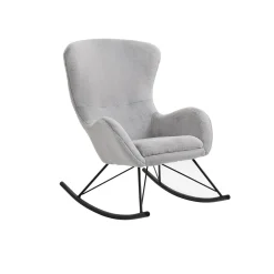 Schommelstoelen|Fauteuils^Huisenthuis Schommelstoel Pippa Licht Teddy Grijs