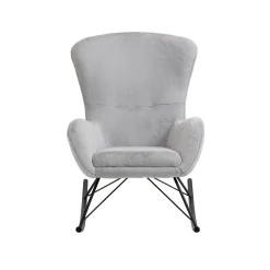 Schommelstoelen|Fauteuils^Huisenthuis Schommelstoel Pippa Licht Teddy Grijs