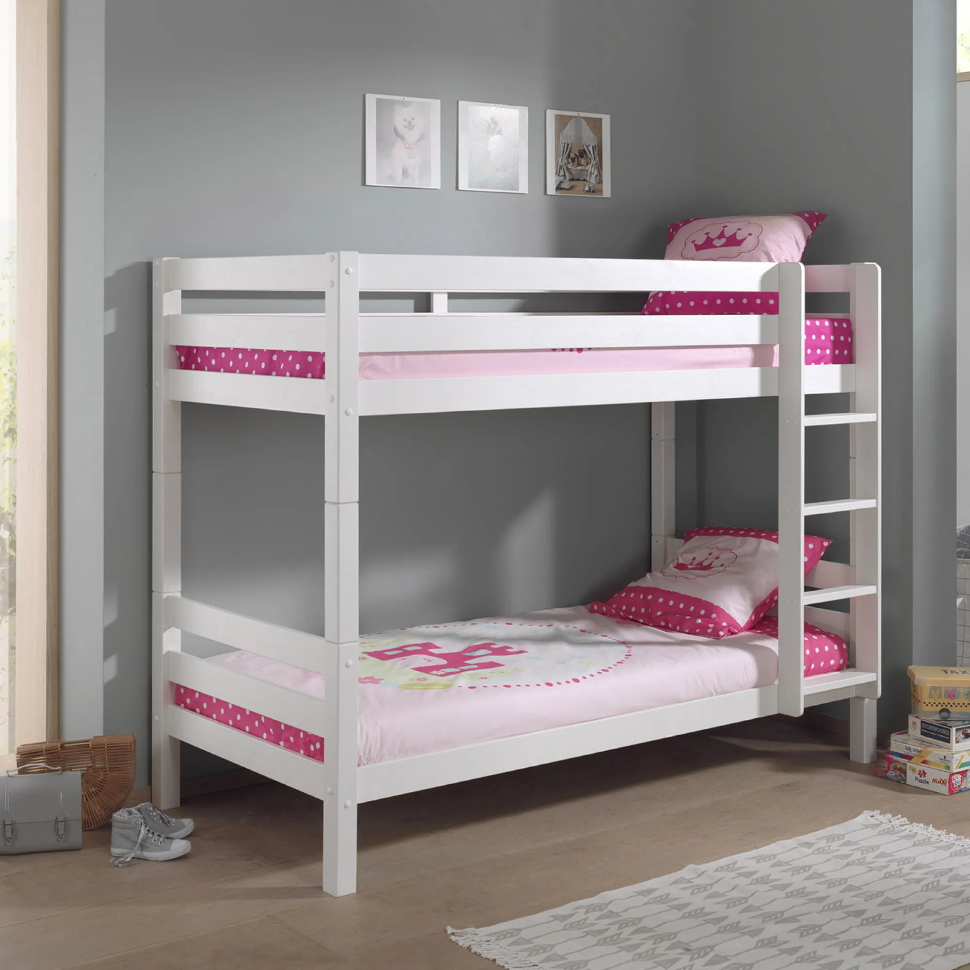 Kinderbedden^Huisenthuis Stapelbed Charlie Halfhoog Wit