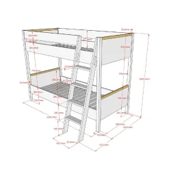 Kinderbedden^Huisenthuis Stapelbed Dex Grenen 90×200 cm Antraciet