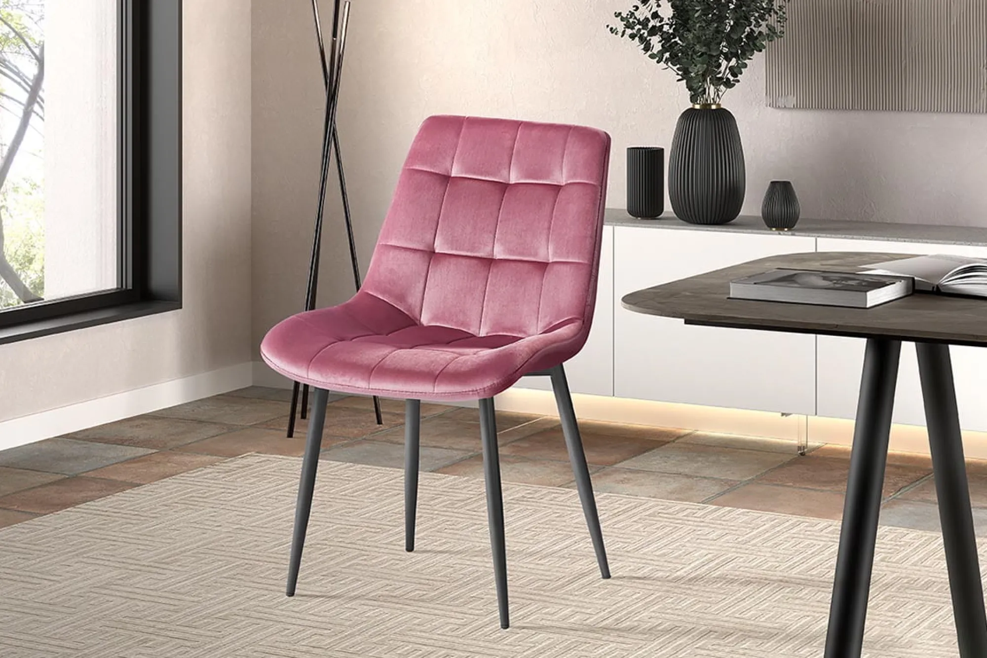 Eetkamerstoelen^Huisenthuis Stoel Alice – Set van 4 Roze