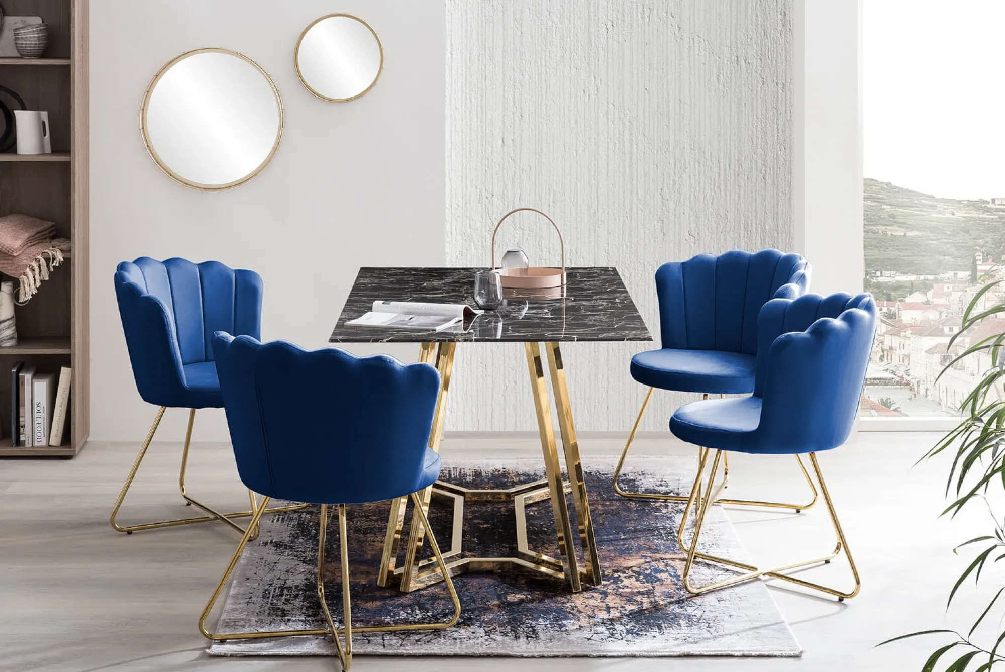 Eetkamerstoelen^Huisenthuis Stoel Chanelle – Set van 2 Donkerblauw