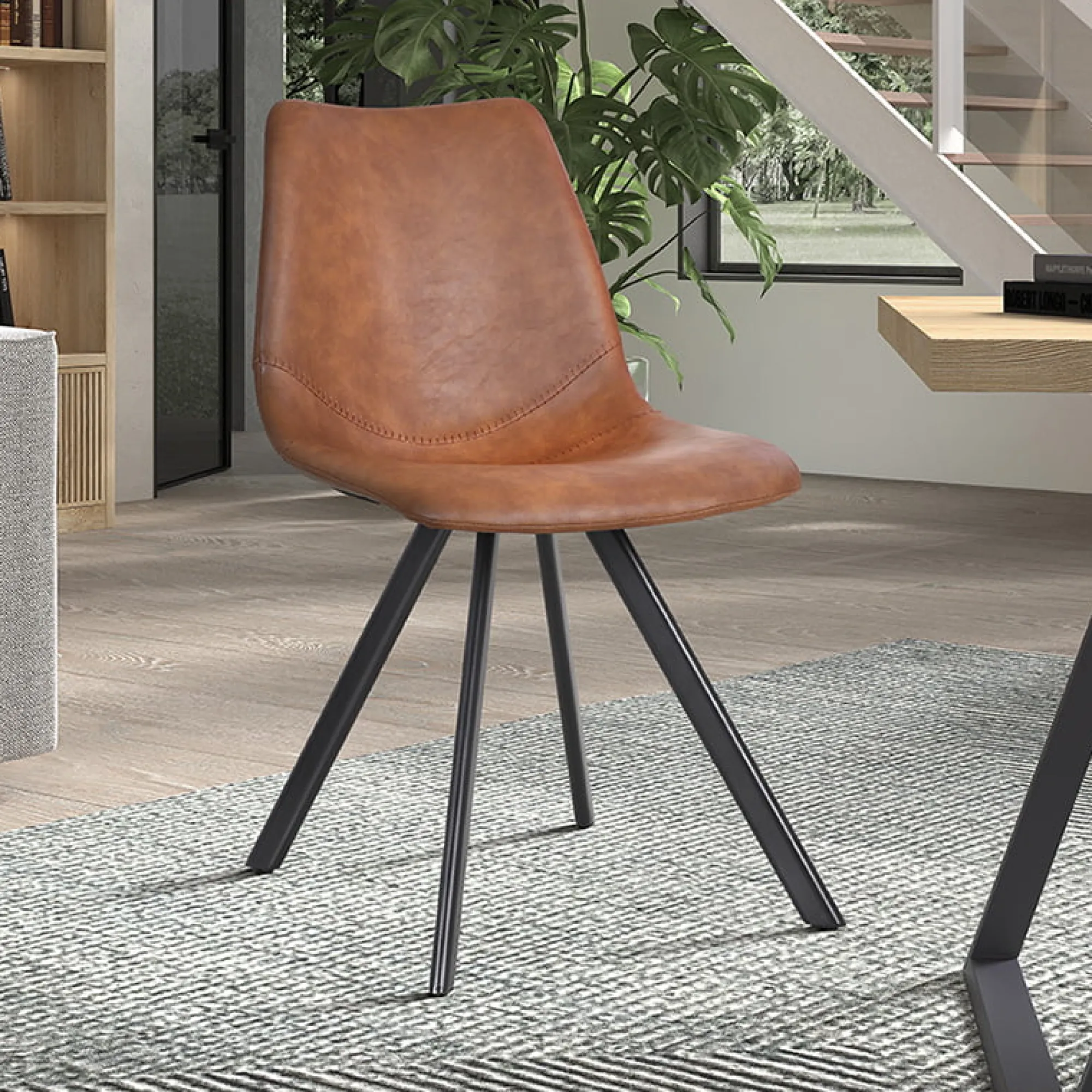 Eetkamerstoelen^Huisenthuis Stoel Collin – Set van 2 Cognac