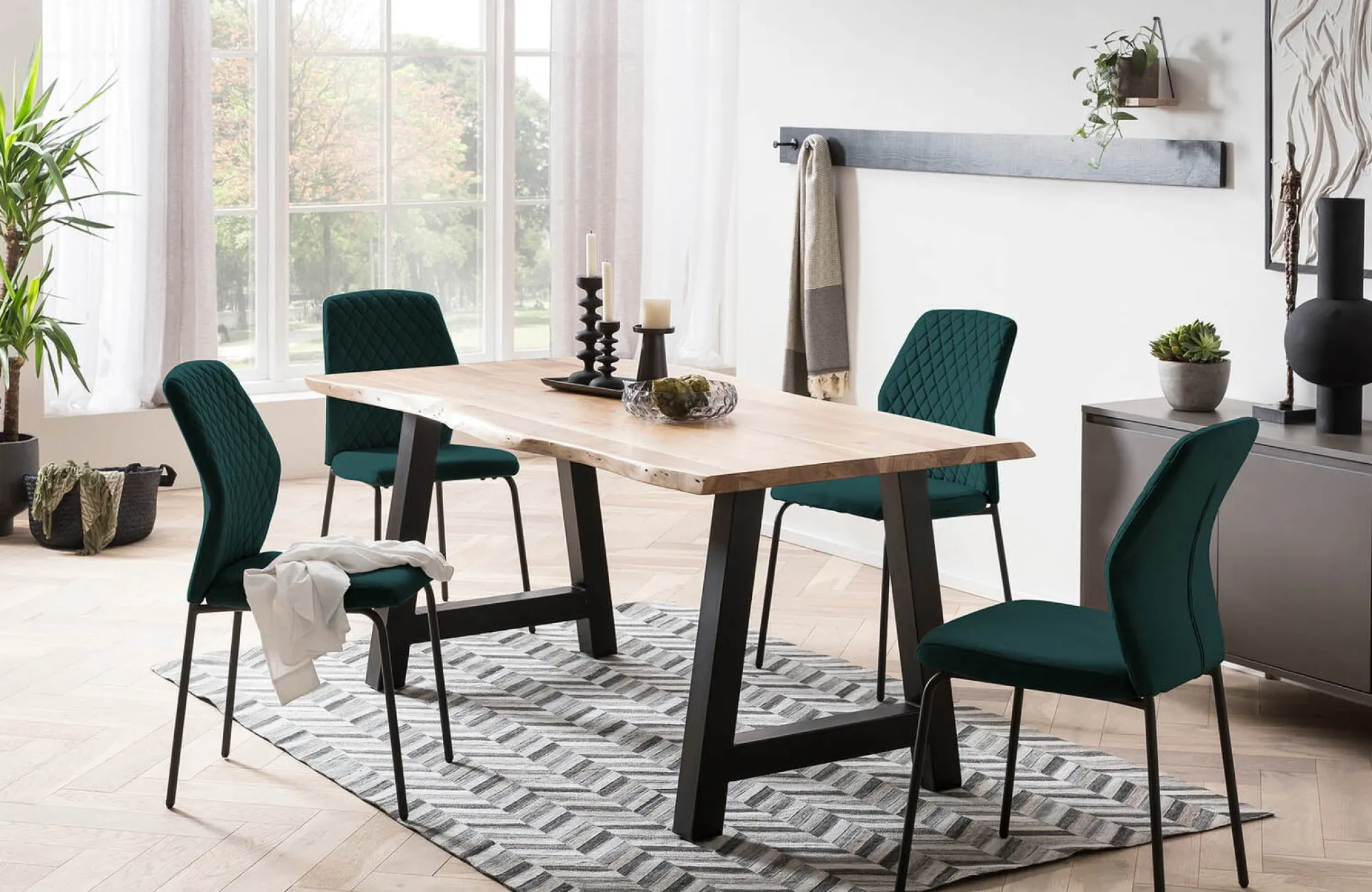 Eetkamerstoelen^Huisenthuis Stoel Dagmar – Set van 2 Groen
