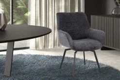 Eetkamerstoelen^Huisenthuis Stoel Denise Teddy Donkergrijs