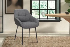 Eetkamerstoelen^Huisenthuis Stoel Dundee Grijs-Donkergrijs – Set van 2 Donkergrijs, Grijs
