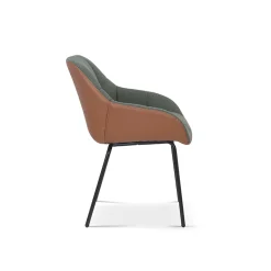 Eetkamerstoelen^Huisenthuis Stoel Dundee Groen-Cognac – Set van 2 Cognac, Groen