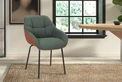 Eetkamerstoelen^Huisenthuis Stoel Dundee Groen-Cognac – Set van 2 Cognac, Groen