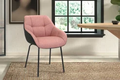 Eetkamerstoelen^Huisenthuis Stoel Dundee Roze-Donkergrijs – Set van 2 Donkergrijs, Roze