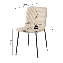 Eetkamerstoelen^Huisenthuis Stoel James Beige Ribstof – Set van 2