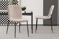 Eetkamerstoelen^Huisenthuis Stoel James Bouclé – Set van 2 Beige
