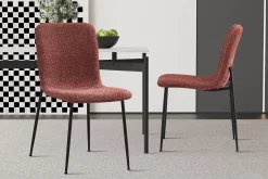 Eetkamerstoelen^Huisenthuis Stoel James Bouclé – Set van 2 Roze