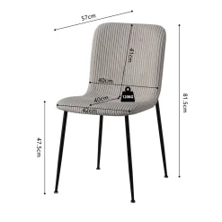 Eetkamerstoelen^Huisenthuis Stoel James Lichtgrijs Ribstof – Set van 2