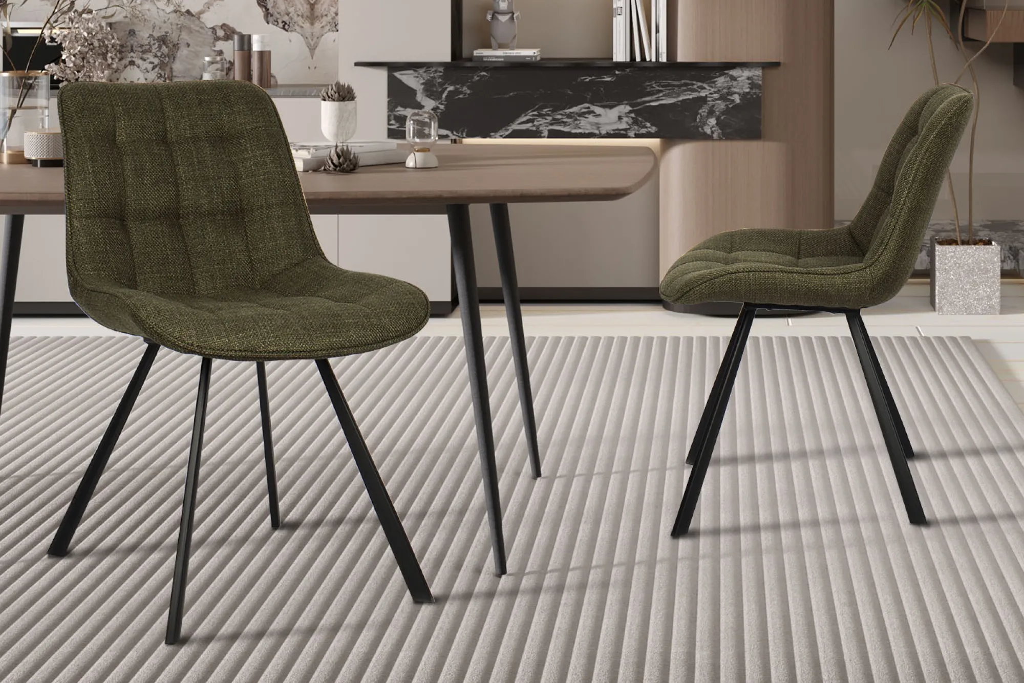 Eetkamerstoelen^Huisenthuis Stoel Johanna Groen – Set van 2