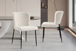 Eetkamerstoelen^Huisenthuis Stoel Jolie Bouclé – Set van 2 Ecru