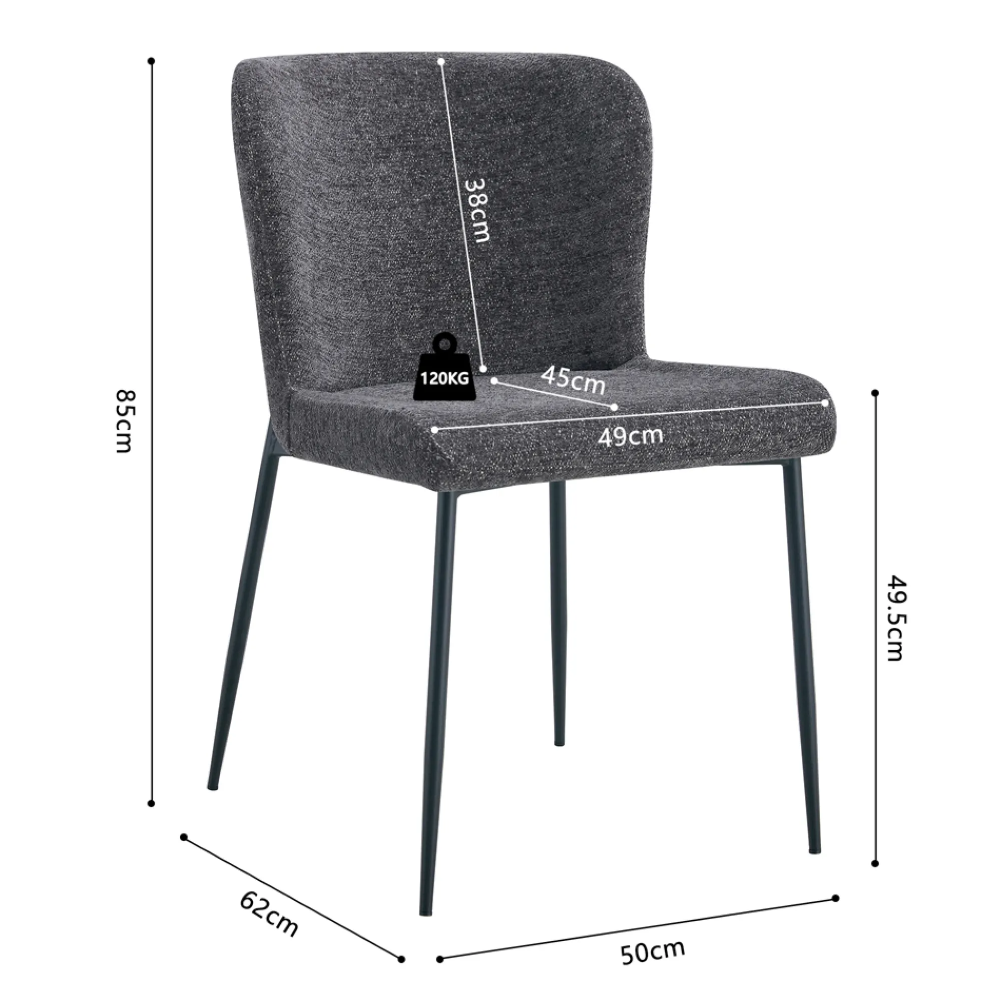 Eetkamerstoelen^Huisenthuis Stoel Jolie Donkergrijs – Set van 2