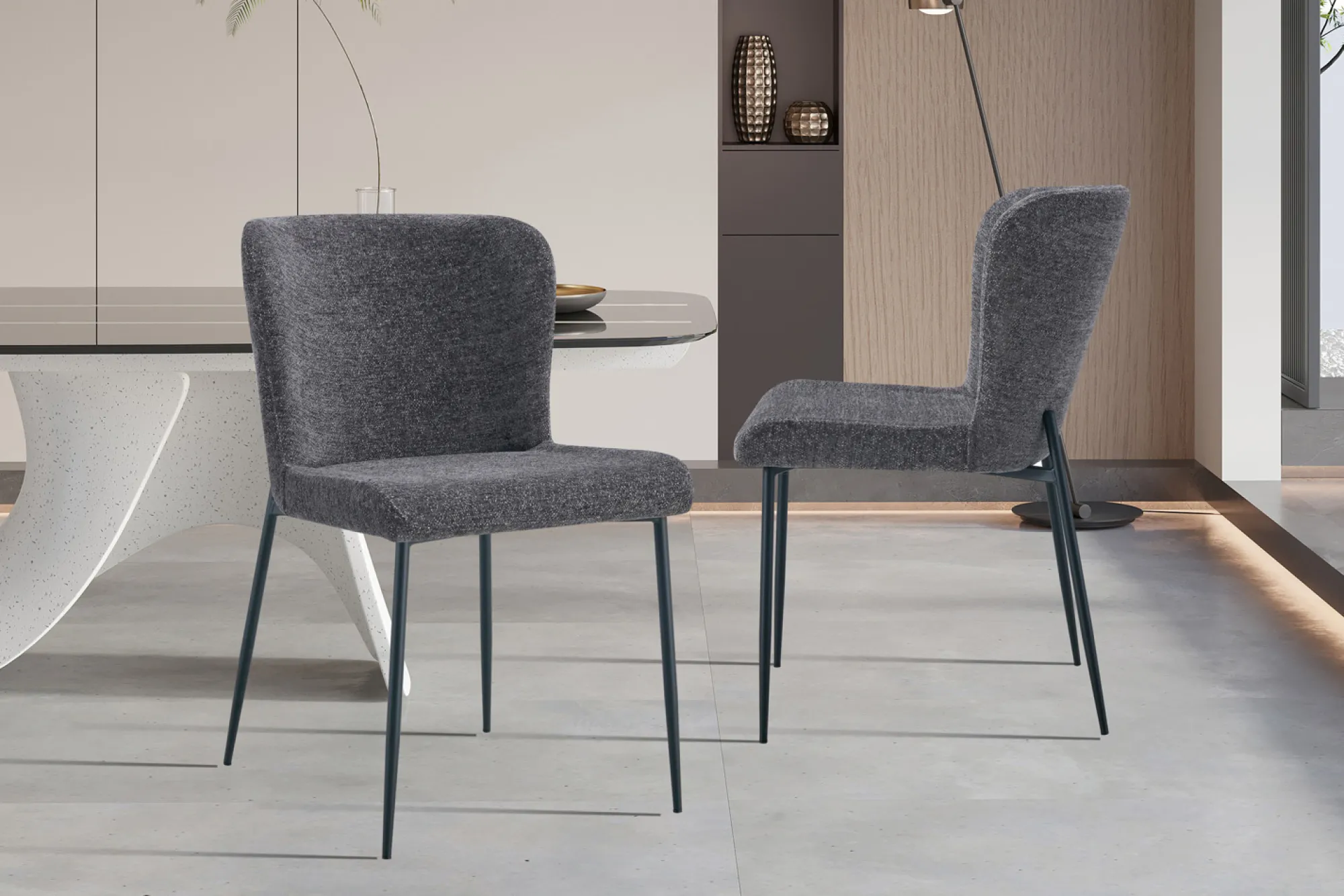Eetkamerstoelen^Huisenthuis Stoel Jolie Donkergrijs – Set van 2