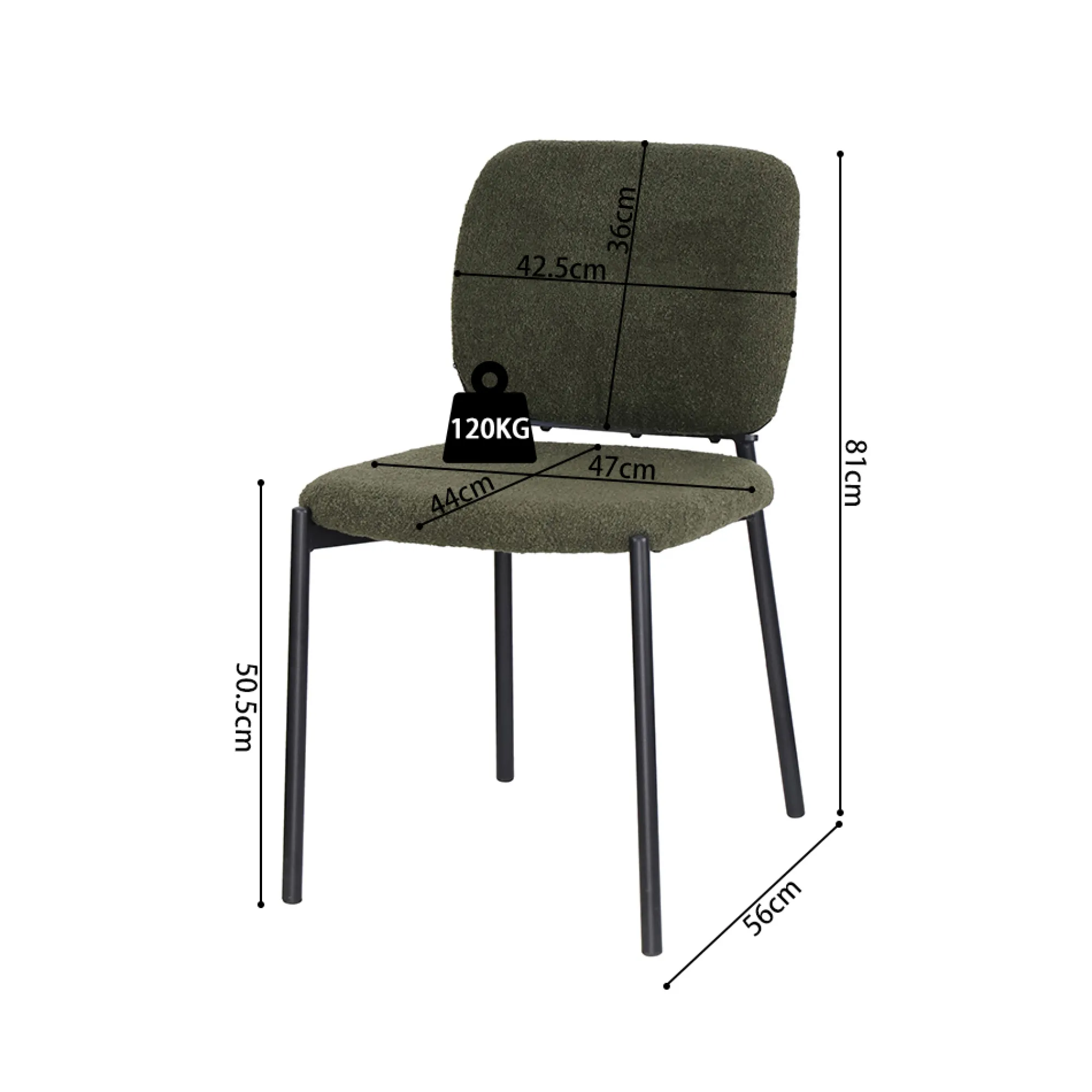 Eetkamerstoelen^Huisenthuis Stoel Killian Groen – Set van 2