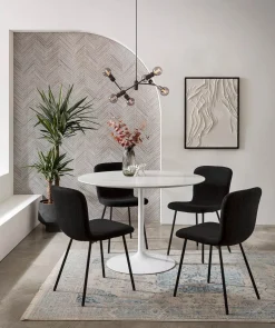 Eetkamerstoelen^Huisenthuis Stoel Kyra Bouclé – Set van 4 Zwart