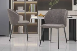 Eetkamerstoelen^Huisenthuis Stoel Lena Bouclé – Set van 2 Grijs