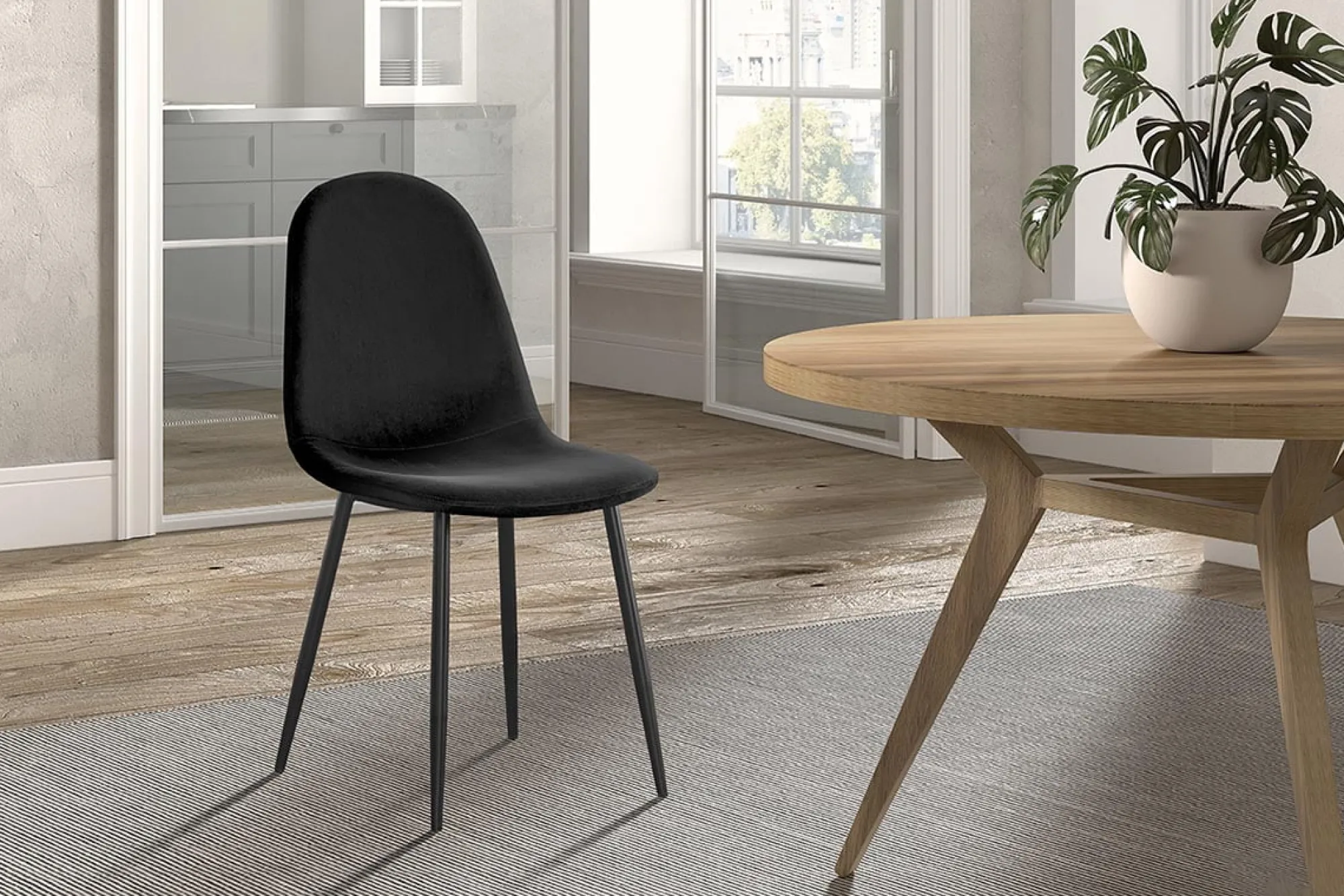 Eetkamerstoelen^Huisenthuis Stoel Lola – Set van 4 Zwart
