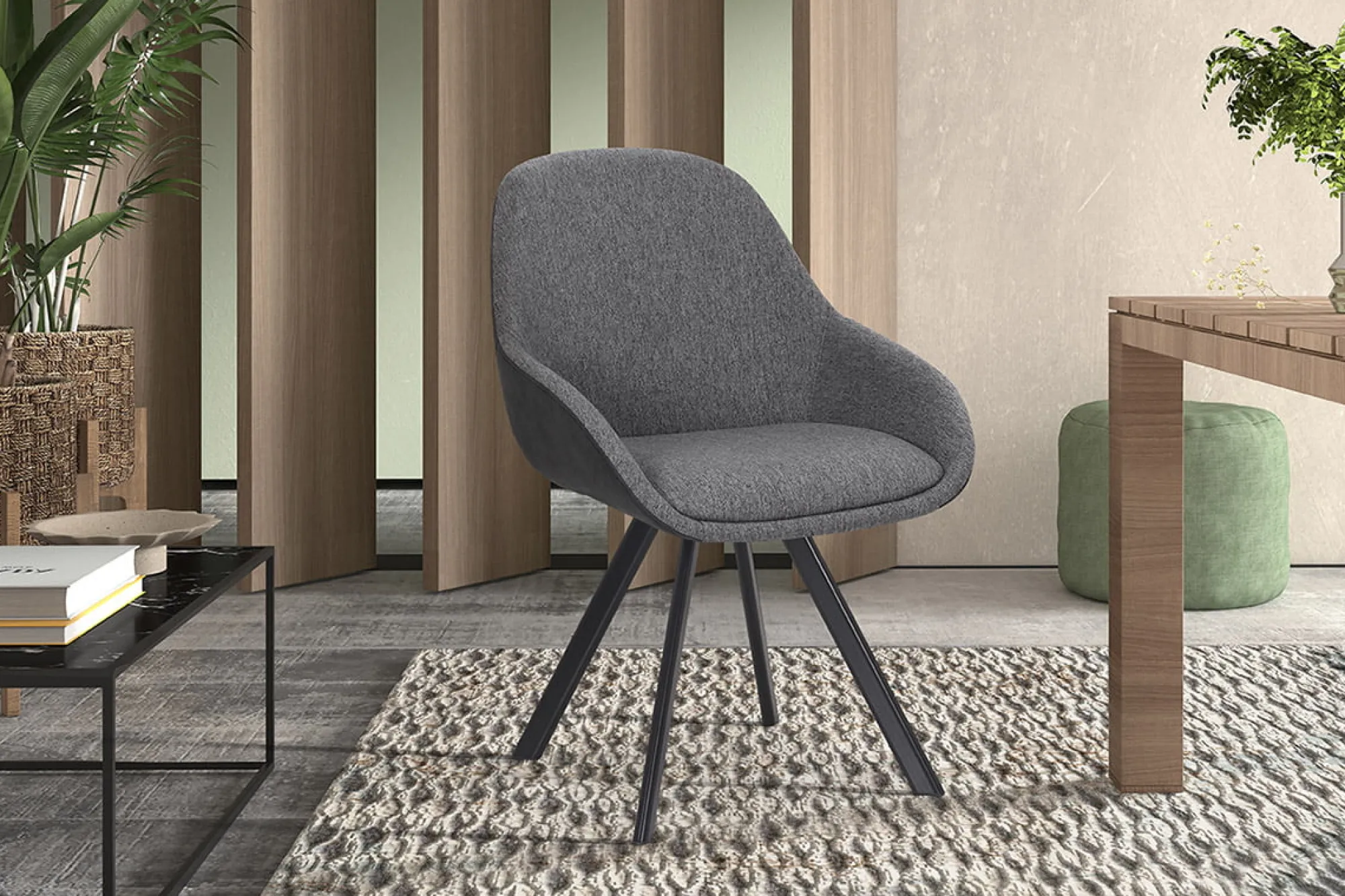 Eetkamerstoelen^Huisenthuis Stoel Malou Grijs-Donkergrijs – Set van 2 Donkergrijs, Grijs