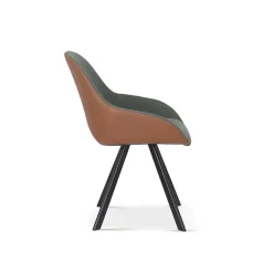 Eetkamerstoelen^Huisenthuis Stoel Malou Groen-Cognac – Set van 2 Cognac, Groen