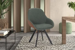 Eetkamerstoelen^Huisenthuis Stoel Malou Groen-Cognac – Set van 2 Cognac, Groen