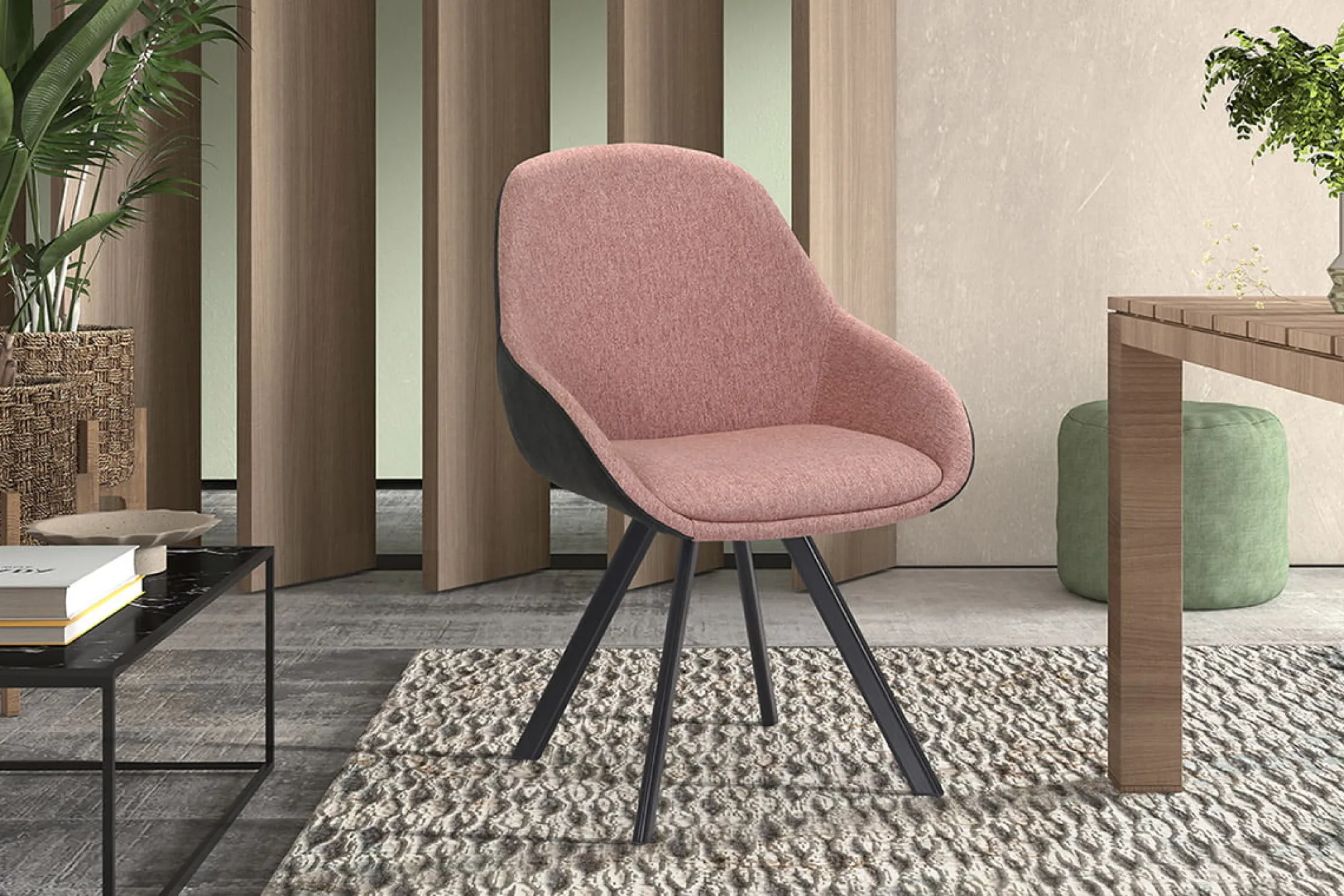 Eetkamerstoelen^Huisenthuis Stoel Malou Roze-Donkergrijs – Set van 2 Donkergrijs, Roze