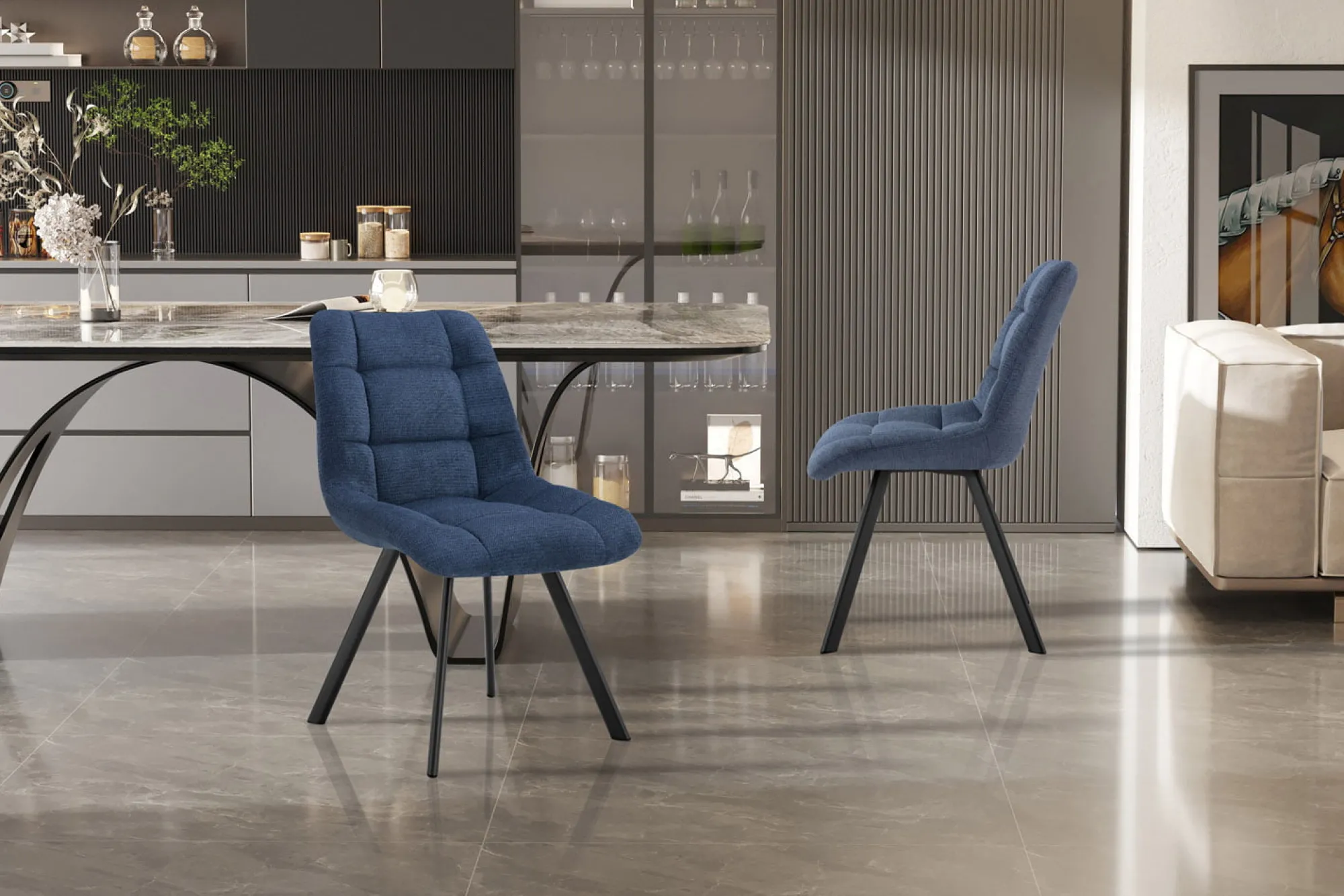 Eetkamerstoelen^Huisenthuis Stoel Margot Blauw – Set van 2