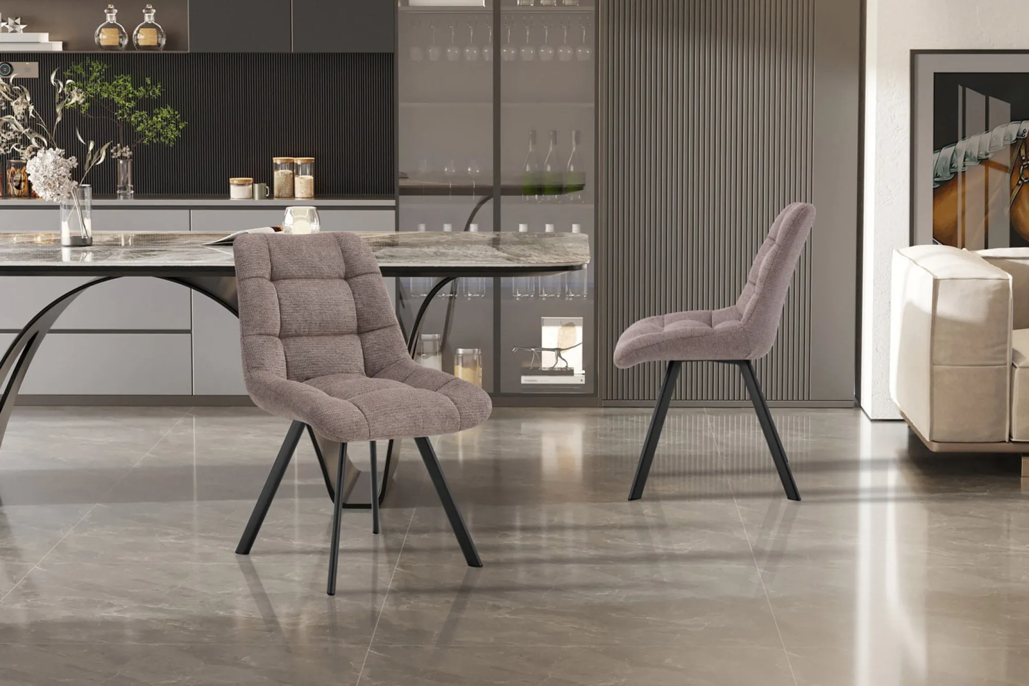 Eetkamerstoelen^Huisenthuis Stoel Margot Peper – Set van 2