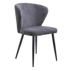 Eetkamerstoelen^Huisenthuis Stoel Marthe Grijs Ribstof – Set van 2