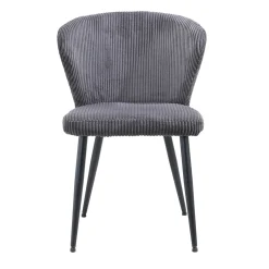 Eetkamerstoelen^Huisenthuis Stoel Marthe Grijs Ribstof – Set van 2