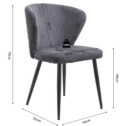 Eetkamerstoelen^Huisenthuis Stoel Marthe Grijs Ribstof – Set van 2