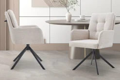 Eetkamerstoelen^Huisenthuis Stoel Mies Stof – Set van 2 Beige