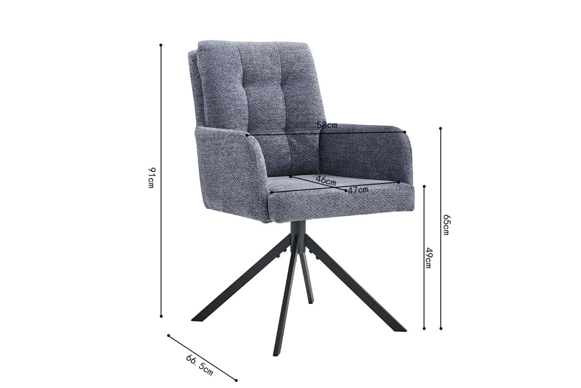 Eetkamerstoelen^Huisenthuis Stoel Mies Stof – Set van 2 Donkergrijs